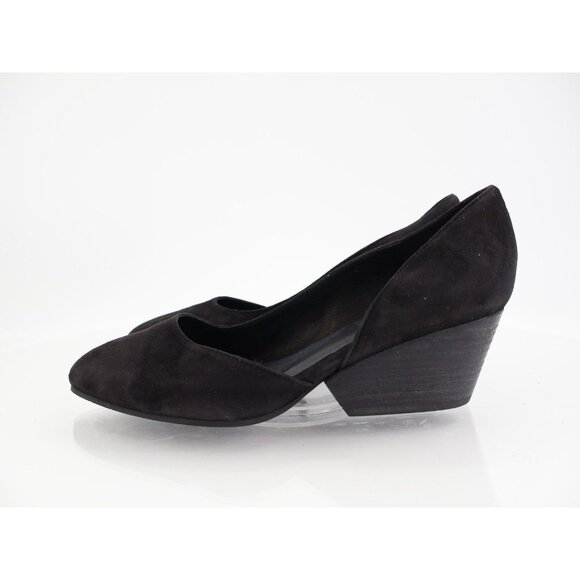 Eileen Fisher Women's Lily Pump Size 7 Pointed D'orsay Block Heel Black Suede - Picture 3 of 10